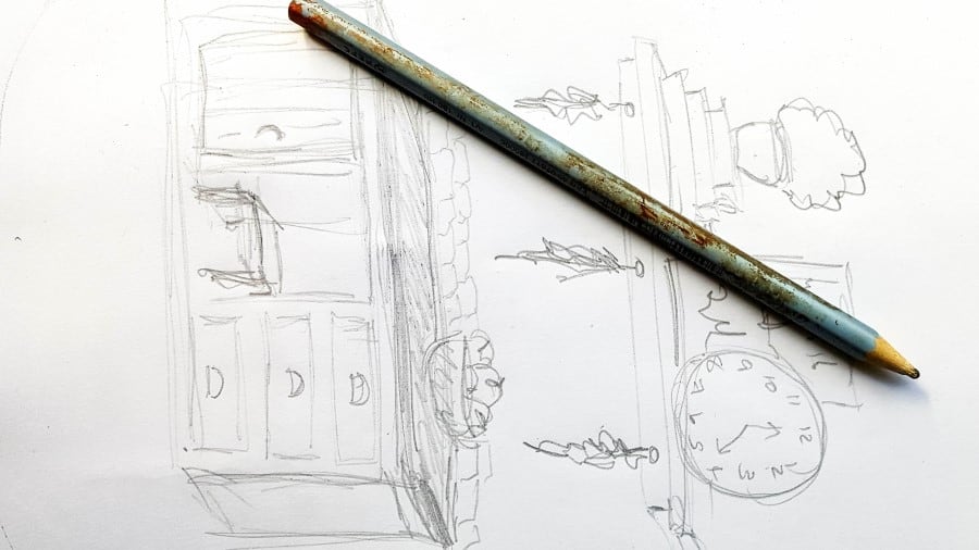 When planning a miniature I always do a rough sketch of what it will look like. The sketch helps me keep everything to scale.