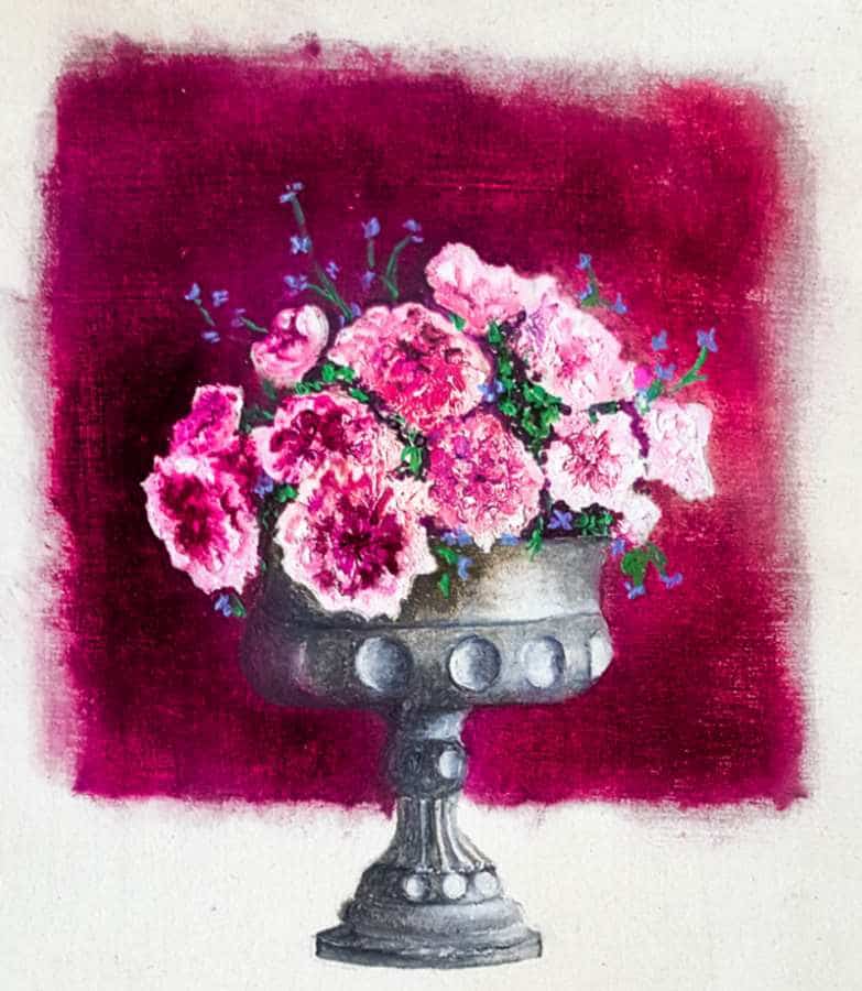 Work in progress miniature painting done in oils