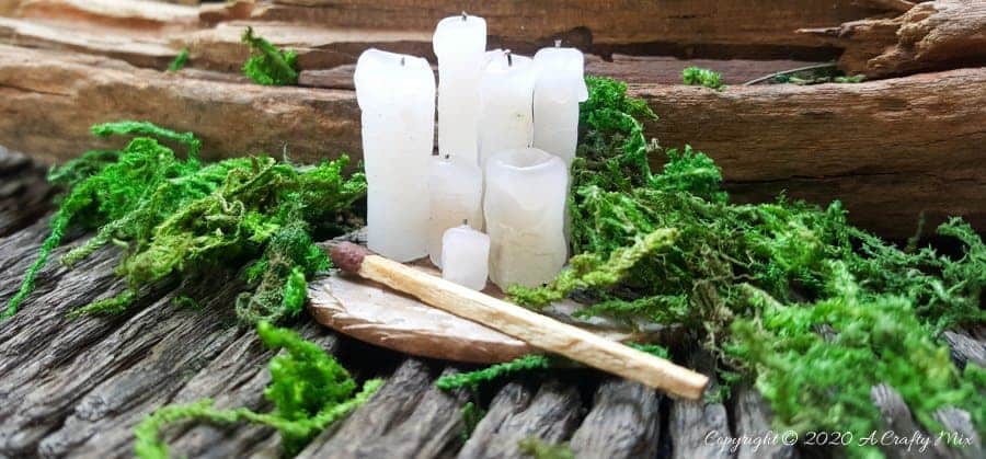 Human beings aren&rsquo;t the only creatures who love candles, the fae folk are fans too. Here's a quick and easy way to make a whole bunch of real fairy candles in no time at all. Perfect for your doll's house or if you just want to spoil your little friends #fairycandles #miniaturecandles #acraftymix #miniaturetutorial #tinycandles