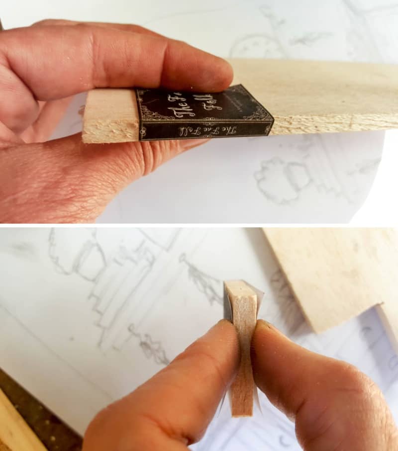 To make the miniature books, print the cover and glue them on to the balsa wood