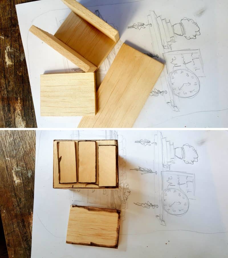Cut the balsa wood pieces as shown