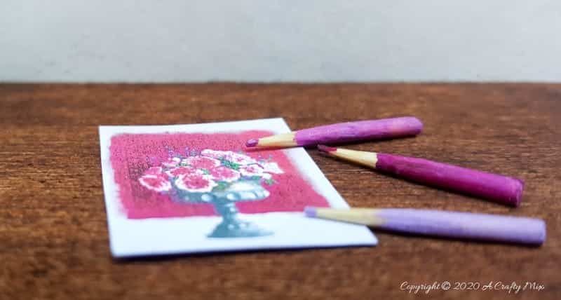 5 easy tips and tricks to making and planning miniatures. This detailed   tutorial includes how to make tiny pencils, candles, and free downloads #miniaturetips #cuttingboardrepurpose #acraftymix #miniaturetricks #dioramas