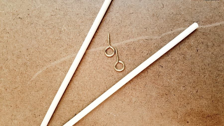 For the axles you need eye hooks and skewers