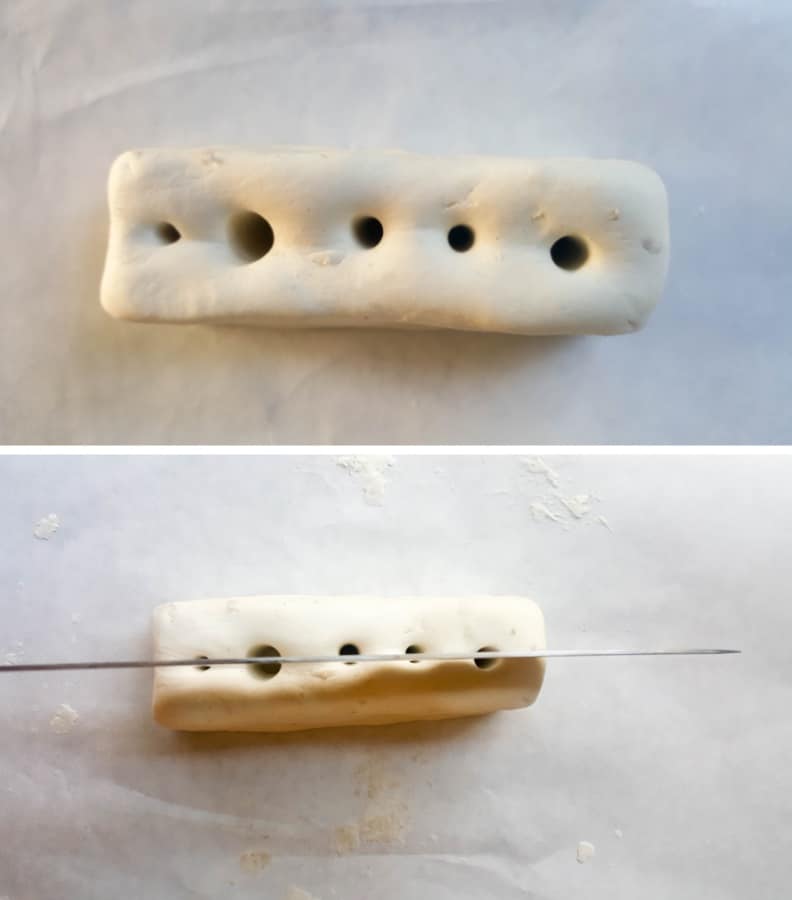 Once the mold dries, use a sharp knife to cut