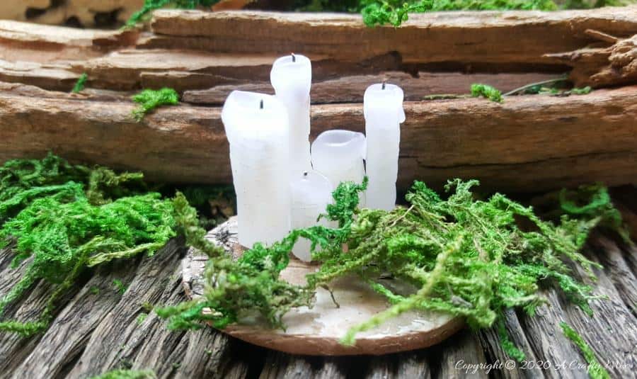 Human beings aren&rsquo;t the only creatures who love candles, the fae folk are fans too. Here's a quick and easy way to make a whole bunch of real fairy candles in no time at all. Perfect for your doll's house or if you just want to spoil your little friends #fairycandles #miniaturecandles #acraftymix #miniaturetutorial #tinycandles