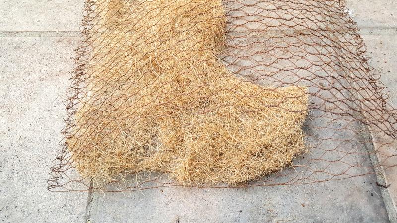 Add a layer of coconut fibre inside the moss pillow