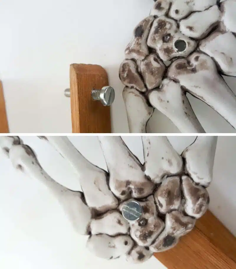 Insert the bolt and add a washer and a nut to secure
