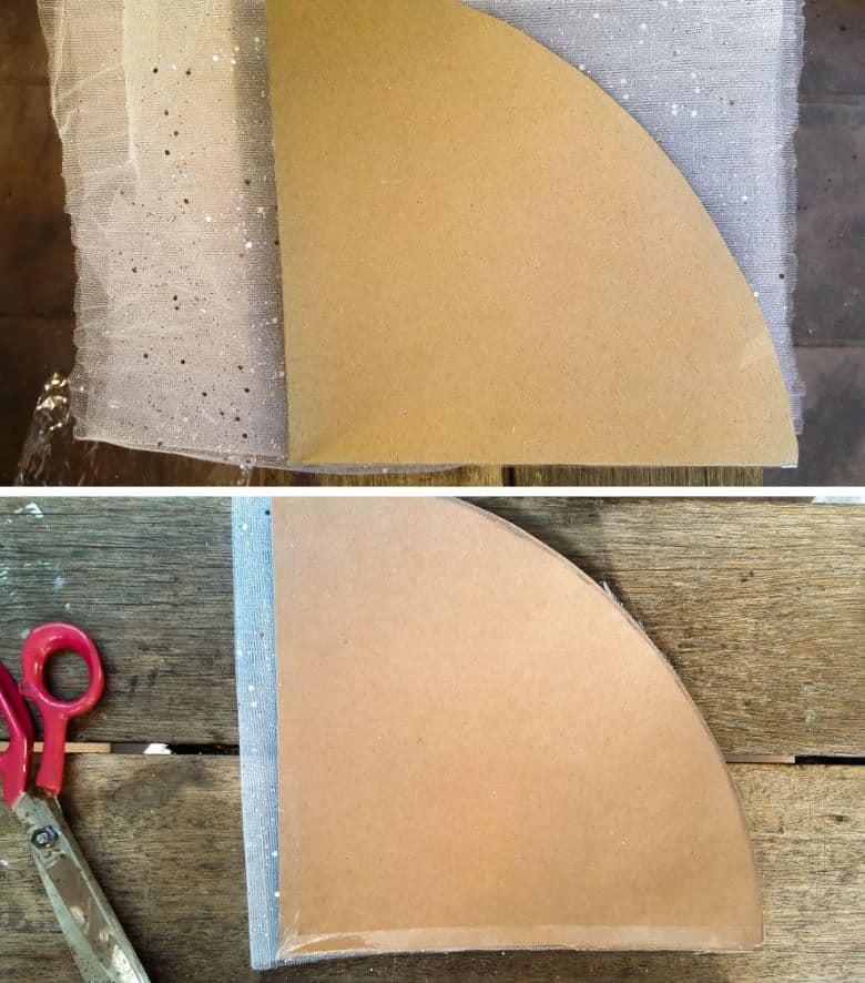 Use the cone pattern to cut the tulle