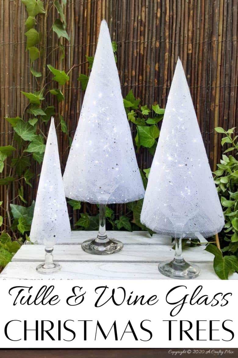 These budget-friendly wine glass Christmas trees are sure to brighten up your festive decor. #ChristmasDIY #ChristmasTree #ACraftyMix #ChristmasCrafts #TableDecor #WineGlassRepurpose