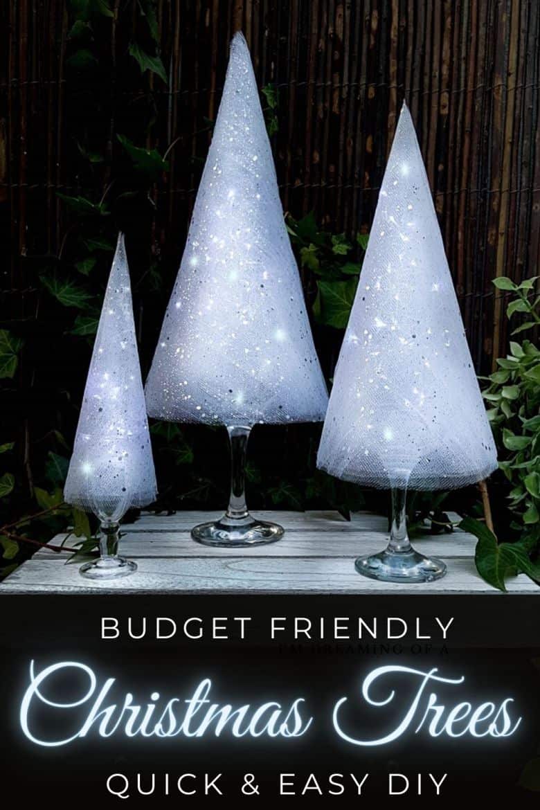These budget-friendly wine glass Christmas trees are sure to brighten up your festive decor. #ChristmasDIY #ChristmasTree #ACraftyMix #ChristmasCrafts #TableDecor #WineGlassRepurpose