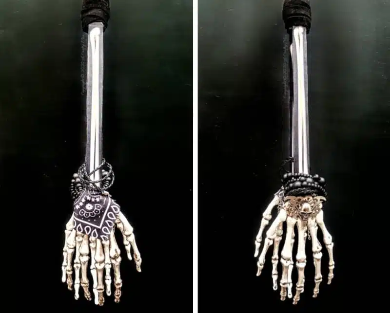 If you’re looking for a fun Halloween repurpose idea that’s functional and guaranteed to make your guests smile, then you’ll love these skeleton hand ice tongs. #HalloweenCraft #SkeletonIceTongs #ACraftyMix #DIYHalloween #SkeletonTongs