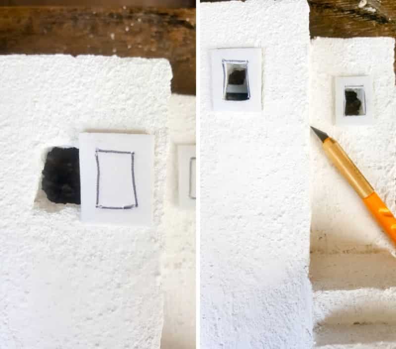 Craft foam cut to make window frames
