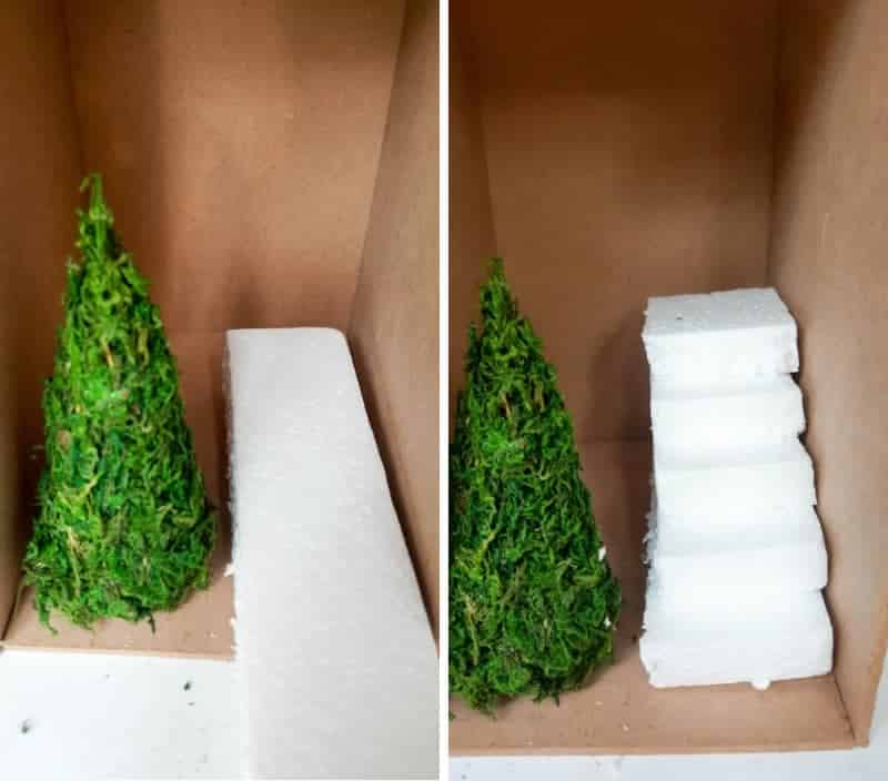 Using the Christmas tree as a base, cut the stairs
