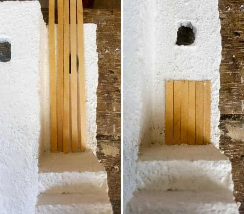 Use wooden stirrers or ice cream sticks to make the door