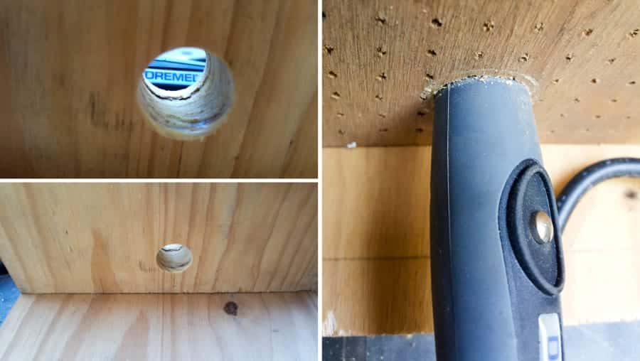 Insert the Dremel inside the hole
