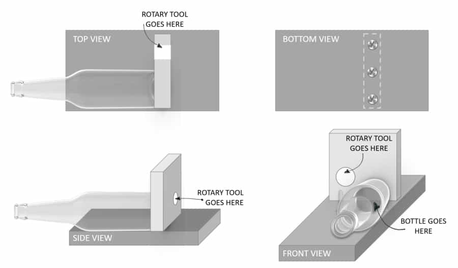 Basic plan to make a jig to cut a wine bottle