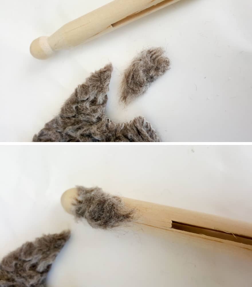 For Joseph's beard, cut a triangle shape and glue it on
