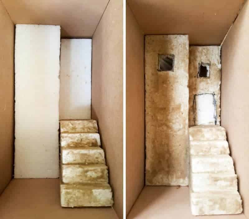 Use polystyrene to build the basic structure that will go inside the book nook