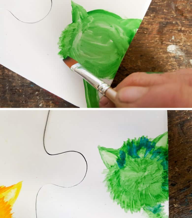 While the paint is still wet blur the edges and add a contrasting color