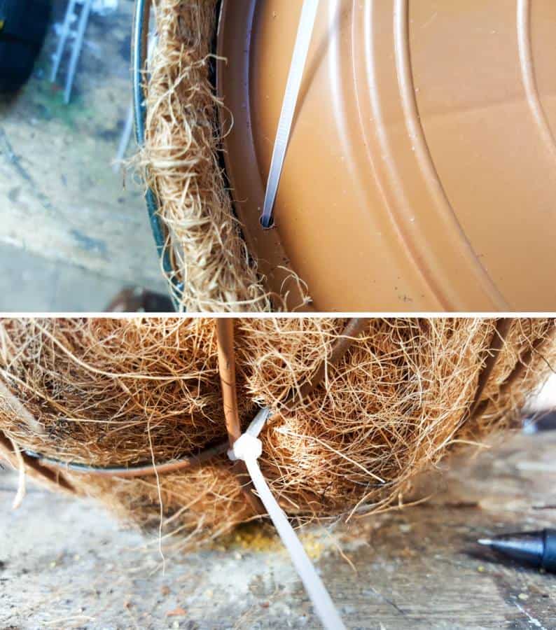 Attach the drip tray with cable ties
