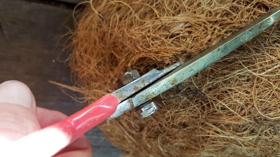 Cut holes in the coconut liner