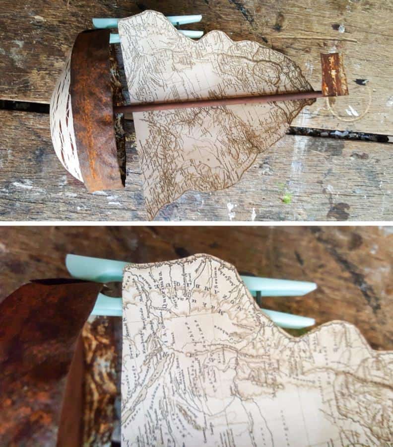 Glue the map onto the skewer