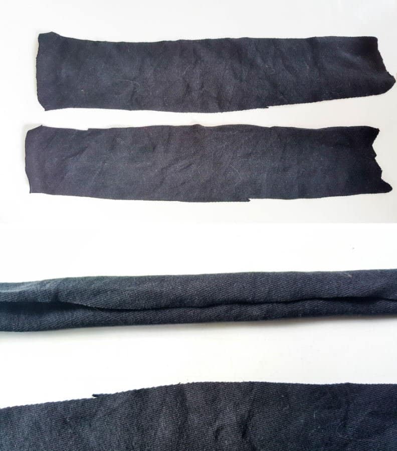 Cut two long strips from an old t-shirt. Roll and use fabric glue to attach or sew closed