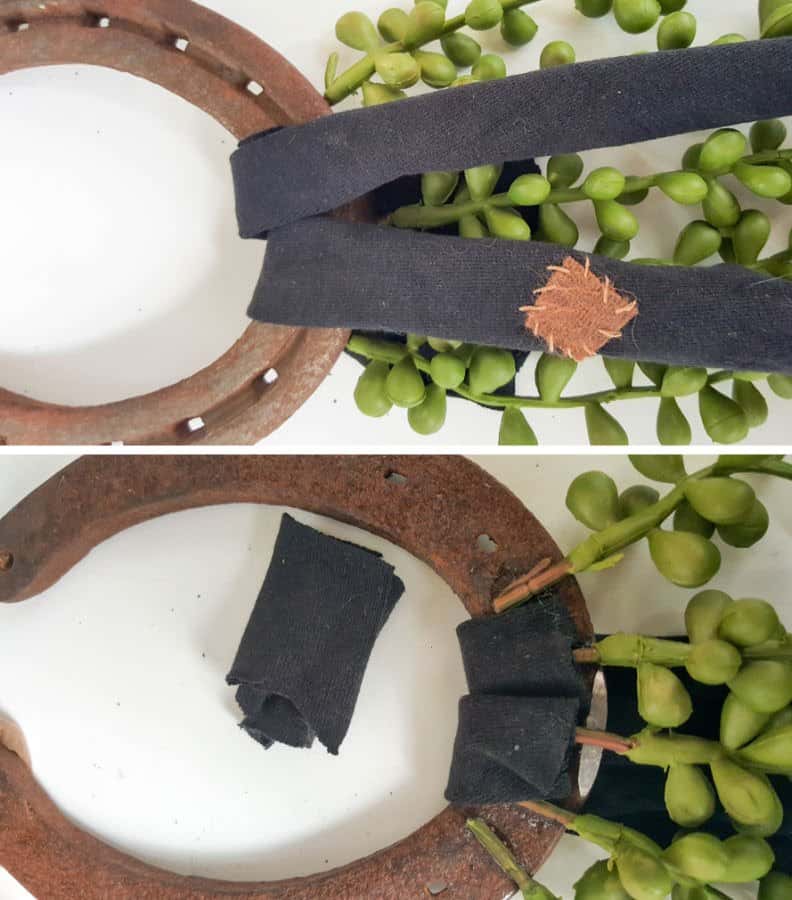 Glue the leggings onto the horseshoe