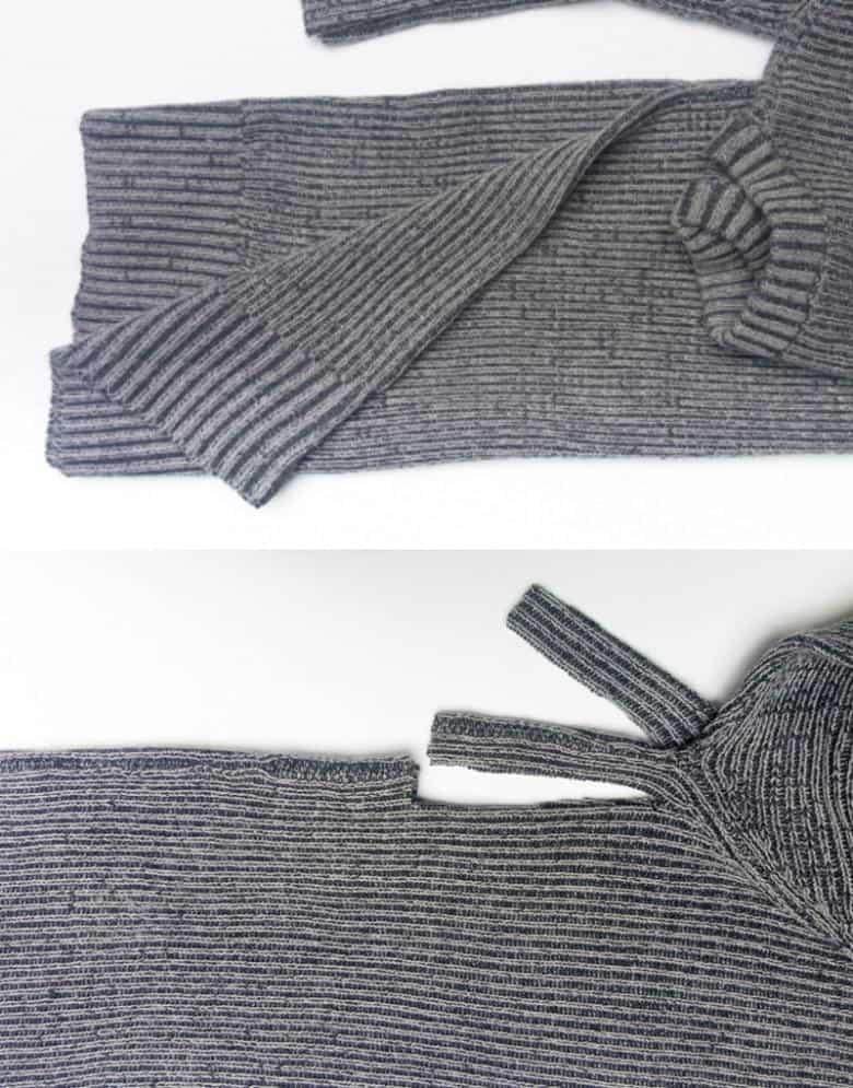 Fold the sweater in half length-wise and cut