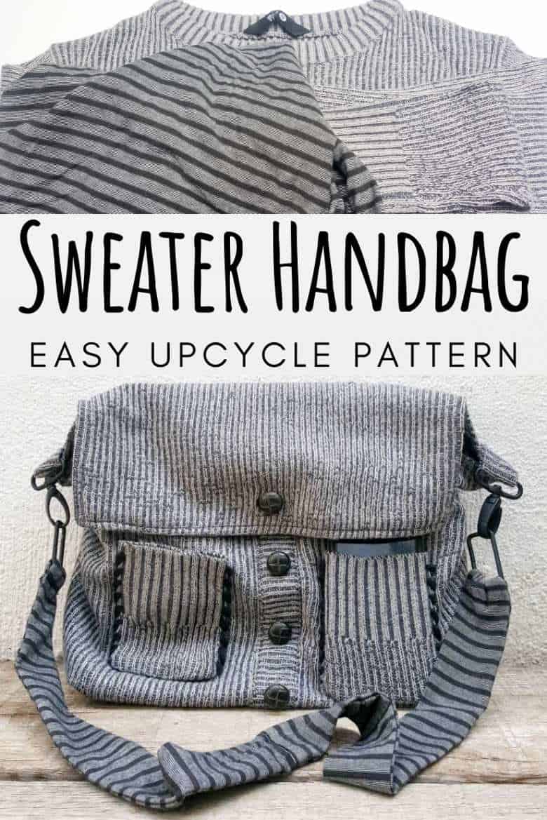 Don&rsquo;t throw that old sweater away until you&rsquo;ve seen how easy it is to turn a sweater into a handbag. The tutorial includes a short video that will show you where to cut the sweater and includes step-by-step instructions to make your own. #SweaterHandbag #EasySew #ACraftyMix #HandbagPattern #SweaterRepurpose