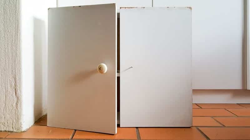 The melamine cupboard/cabinet before it got a faux distressed metal makeover