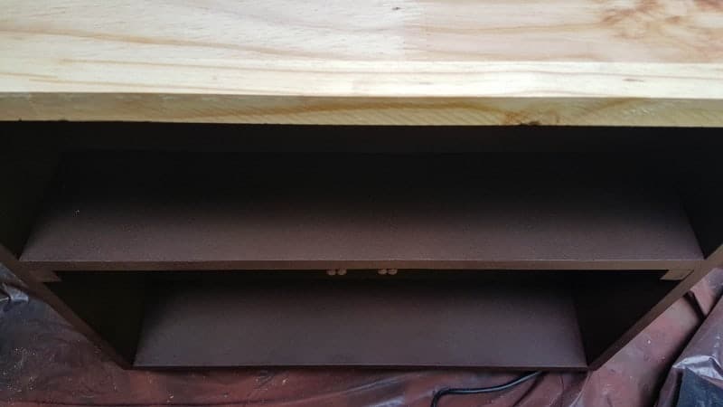 Test fitting the new top for the melamine cabinet