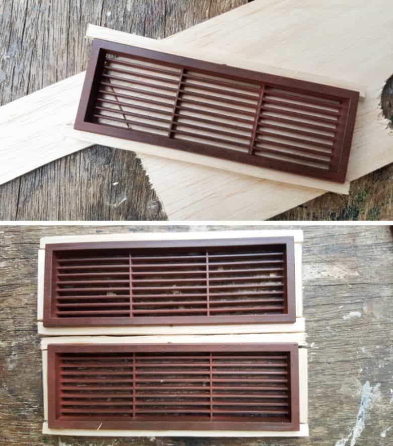 Use balsa wood scraps to create a frame for the plastic air vents