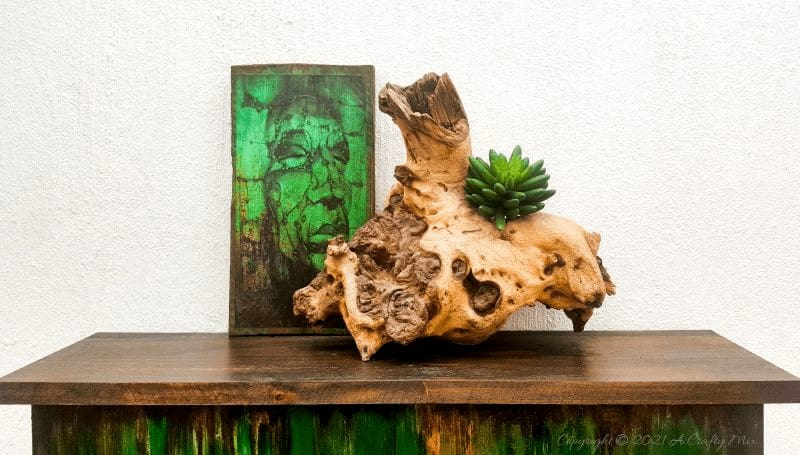 Ever found a cheap melamine cupboard at the thrift store that was just to &ldquo;bleh&rdquo; to fit into your d&eacute;cor style? This tutorial will show you how to give it an easy faux distressed metal makeover that won&rsquo;t break the bank. #melaminmakeover #paintingmelamine #acraftymix #fauxmetal #UnicornSpit