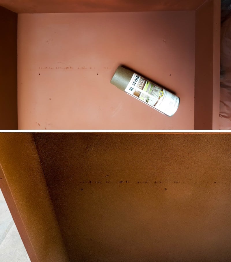 Paint the inside and outside a rusty brown color