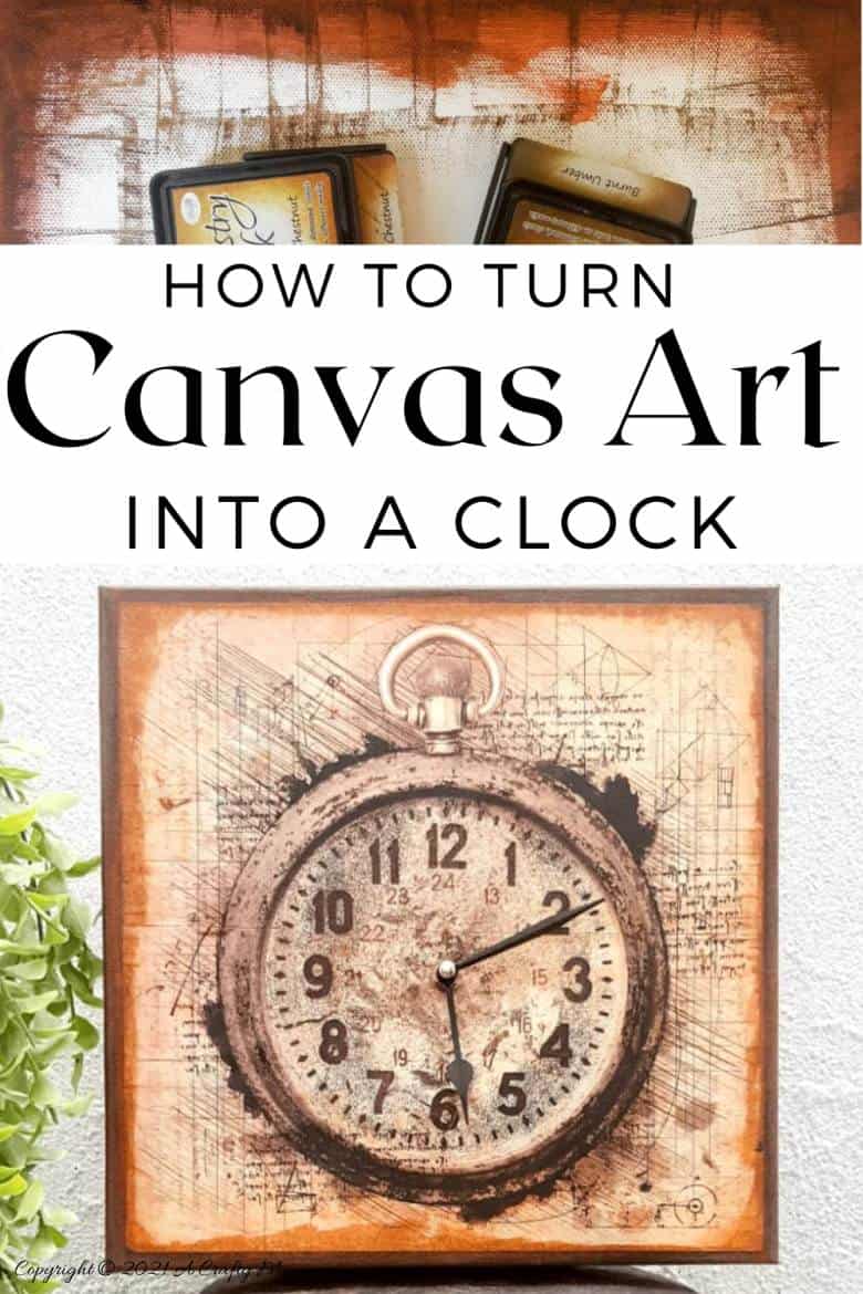 Make a unique statement with this DIY Da Vinci canvas clock. It&rsquo;s quick and easy to make and the tutorial includes step-by-step instructions along with a free printable. #DIYClock #ACraftyMix #HomeDecor