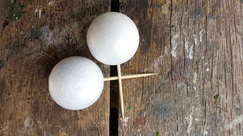 Put the polystyrene balls on toothpicks to make the next step easier