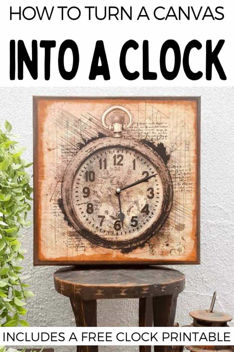 Make a unique statement with this DIY Da Vinci canvas clock. It&rsquo;s quick and easy to make and the tutorial includes step-by-step instructions along with a free printable. #DIYClock #ACraftyMix #HomeDecor