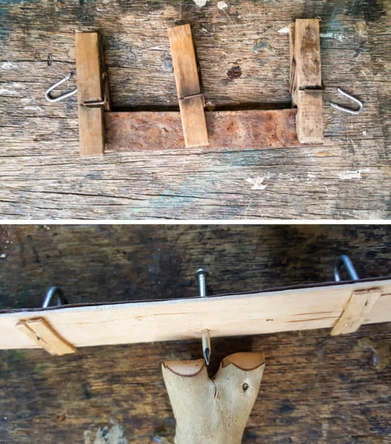 Use fencing staples to make the seesaw handles