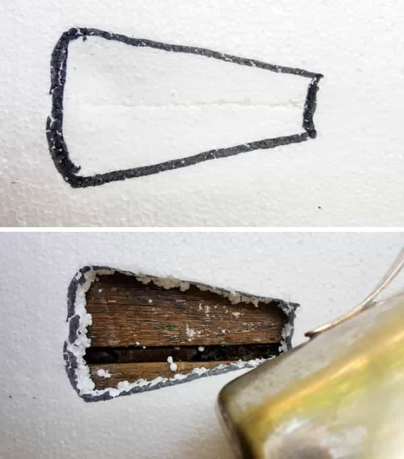 Use a sharp craft knife to cut away the polystyrene