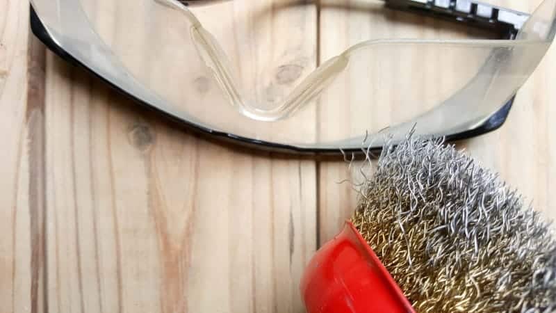 When using the wire brush don't forget your safety gear