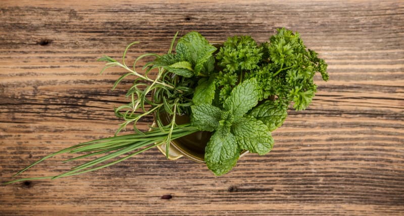 Fresh Herbs in a water cup