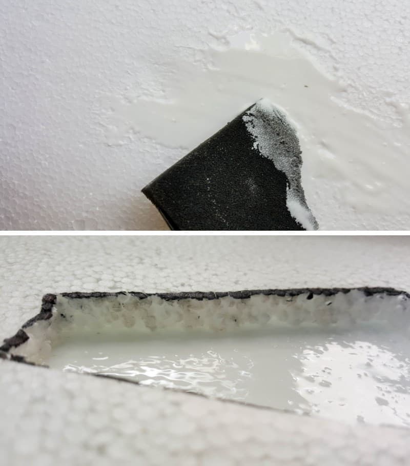 Glue the two styrofoam or polystyrene sheets together