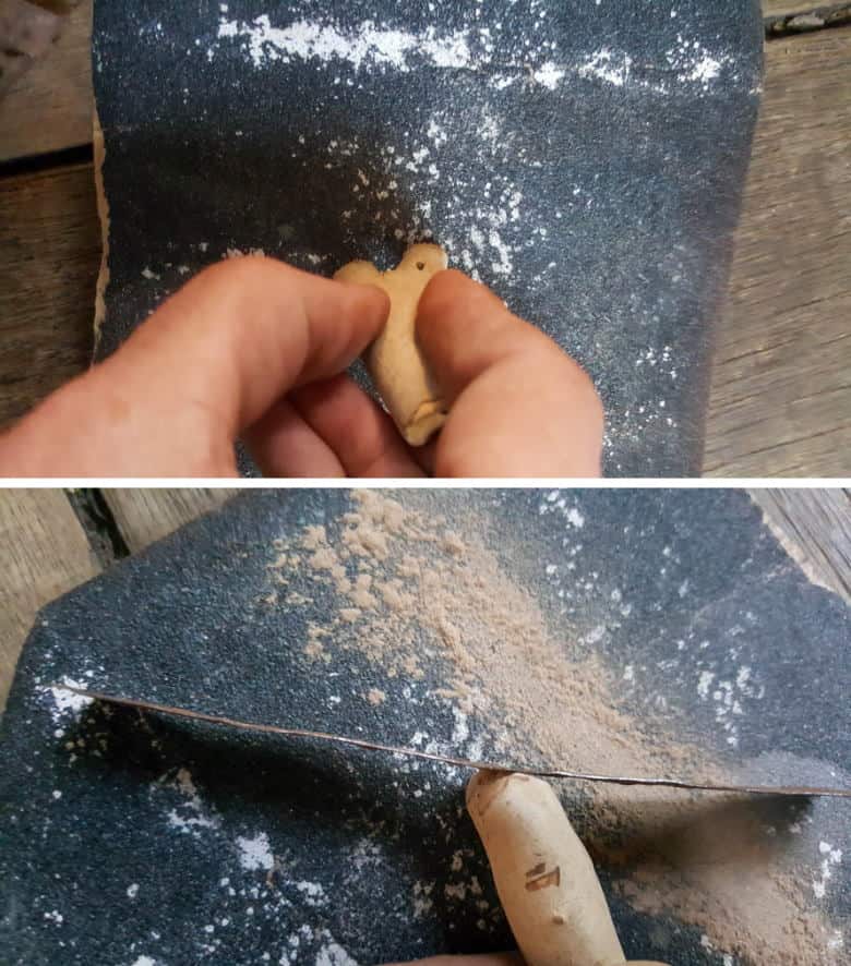 Use 80-grit sandpaper to form a point at the top of the twig