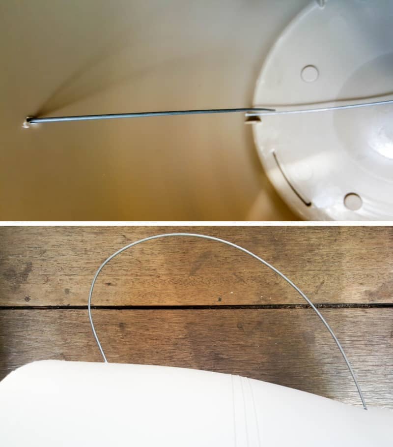 Use baling wire to support the ear of the cup