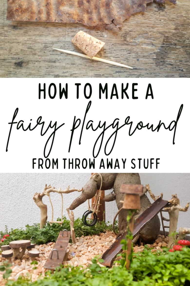 This photo-rich tutorial will show you how you can make your own fairy playground using what you have in your craft cupboard. No fancy tools needed and everything can be made in a morning #FairyGarden, #ACraftyMix, #Playground