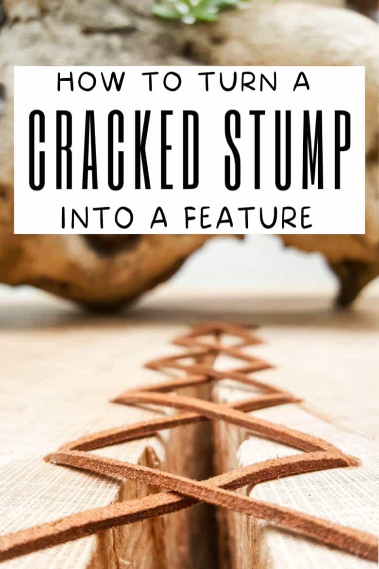 Do you have a gorgeous chunk of wood that&rsquo;s developed a HUGE crack? Don't toss it out until you've seen how easy it is to turn a cracked wooden stump into a d&eacute;cor worthy feature. #HomeDecor #ACraftyMix #CrackedWood