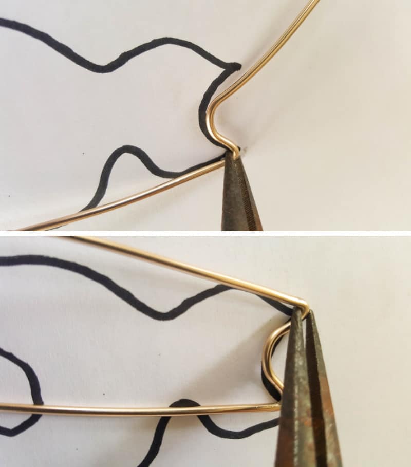 Use needle nose pliers to shape the wire along the template