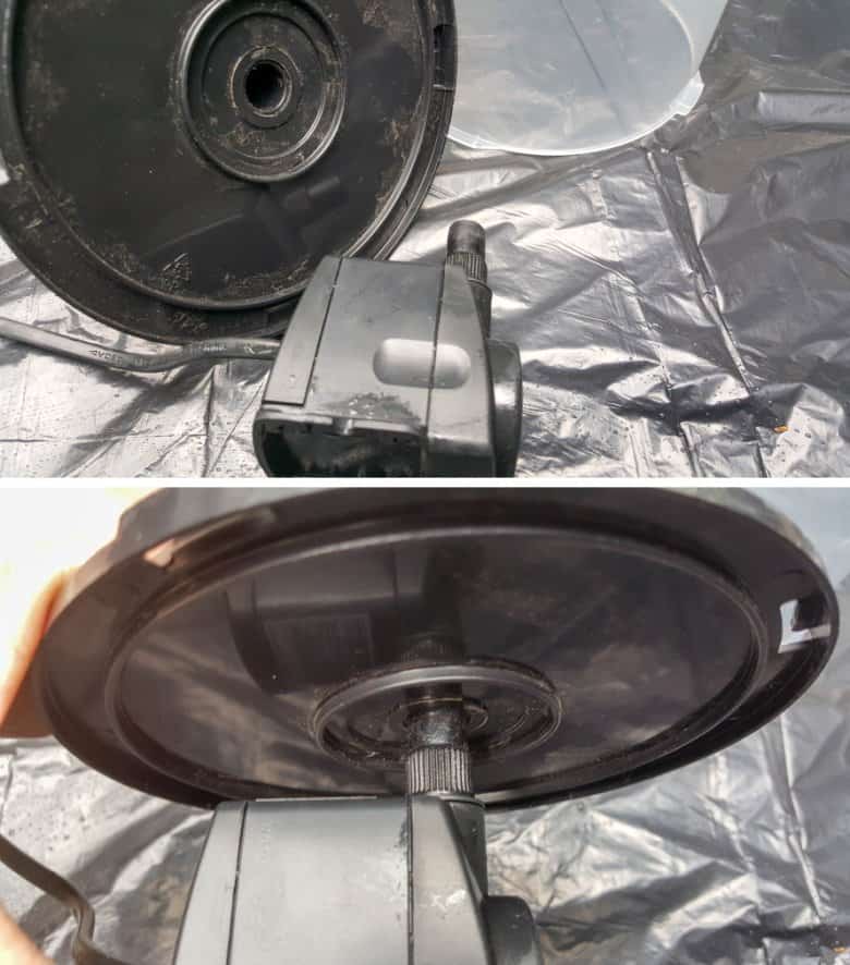 The pump fits neatly inside the spindle