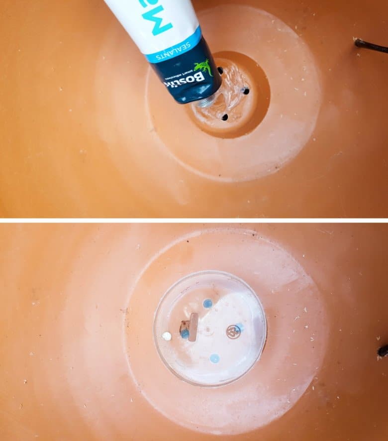 Seal any drainage holes with silicone glue